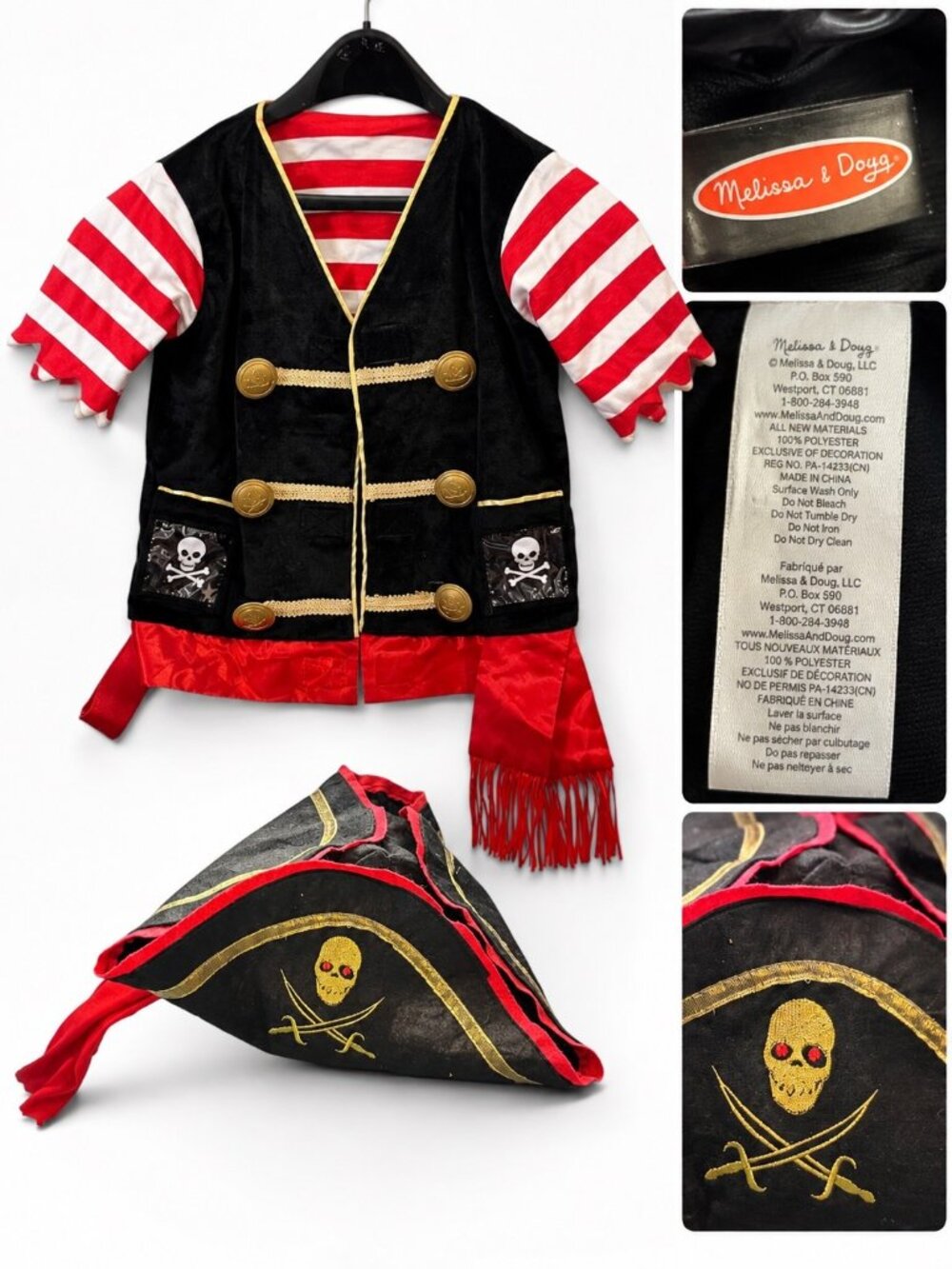 Melissa & Doug Kids Pirate Costume Set with Pirate Hat age 2-6